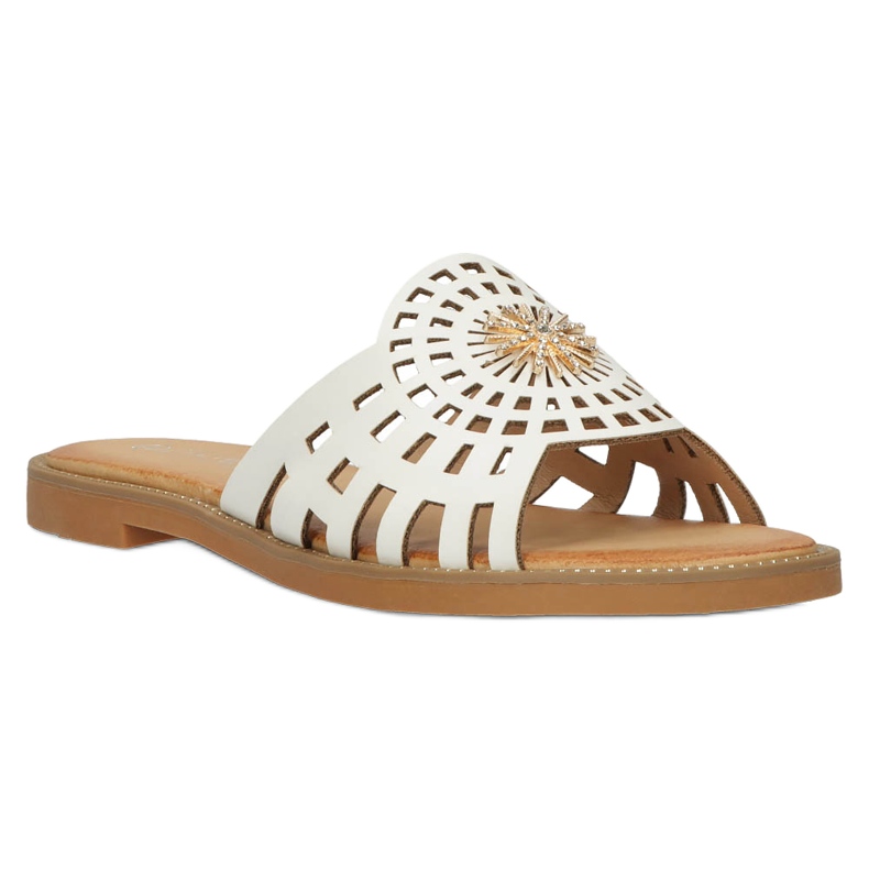 Modische durchbrochene Damen-Flip-Flops mit Zirkonen Filippo DK4621/23 WH Weiß 6