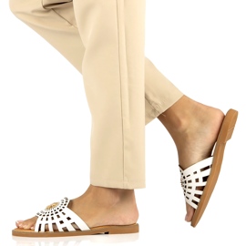 Modische durchbrochene Damen-Flip-Flops mit Zirkonen Filippo DK4621/23 WH Weiß 7