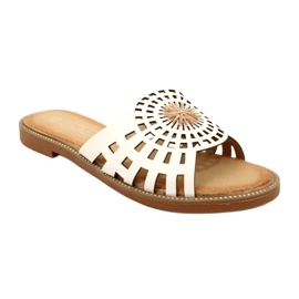 Modische durchbrochene Damen-Flip-Flops mit Zirkonen Filippo DK4621/23 WH Weiß 1