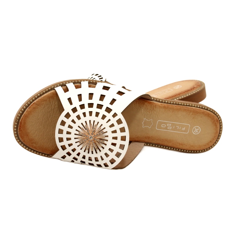 Modische durchbrochene Damen-Flip-Flops mit Zirkonen Filippo DK4621/23 WH Weiß 4
