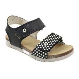 Bartek Mädchen der marineblauen Ledersandalen in Punkten in Punkten 1