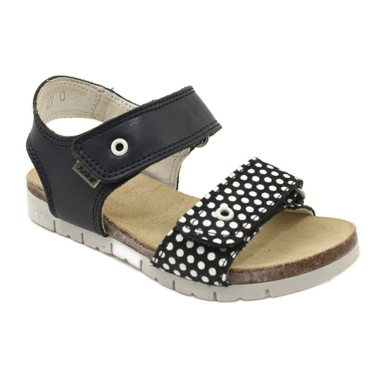 Bartek Mädchen der marineblauen Ledersandalen in Punkten in Punkten 1