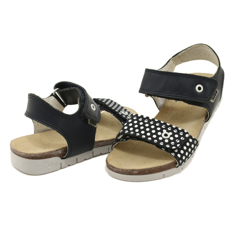 Bartek Mädchen der marineblauen Ledersandalen in Punkten in Punkten 4