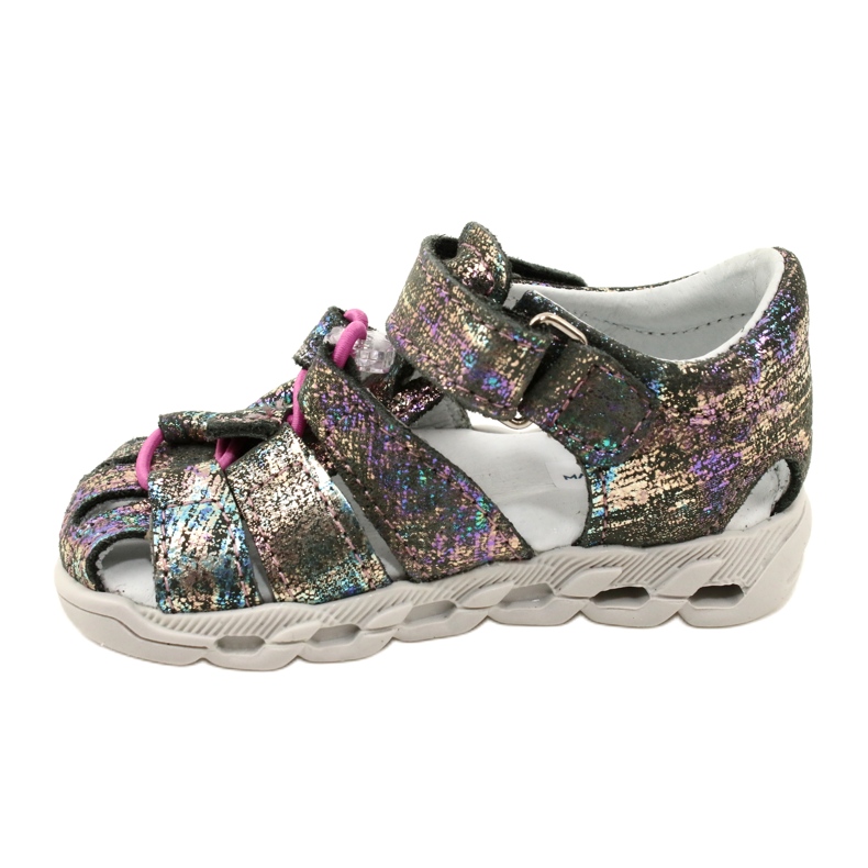 Mädchen Sandalen glänzende Leder Mazurek 1364 Metallic grau 2