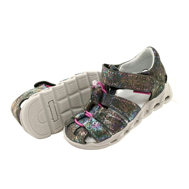 Mädchen Sandalen glänzende Leder Mazurek 1364 Metallic grau 6