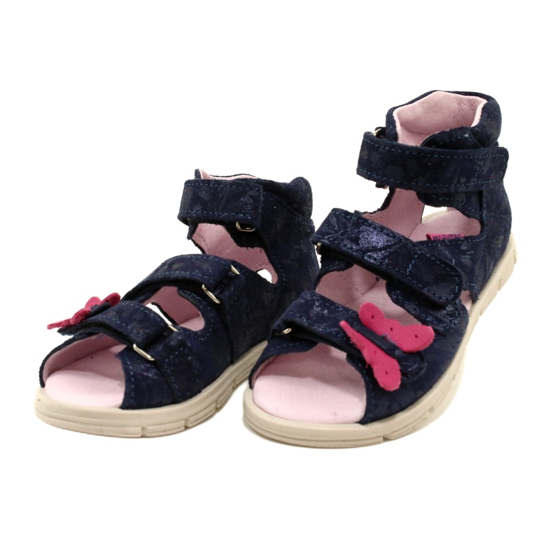 Hohe vorbeugende Sandalen Mazurek 1291 Schmetterlinge blau 3