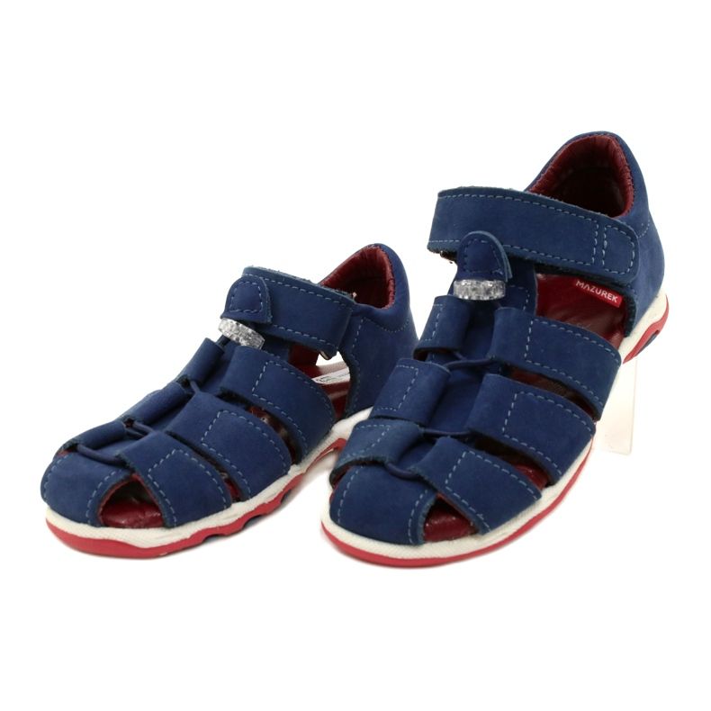 Ledersandalen für Klettverschluss Mazurek 1364 Marineblau 3