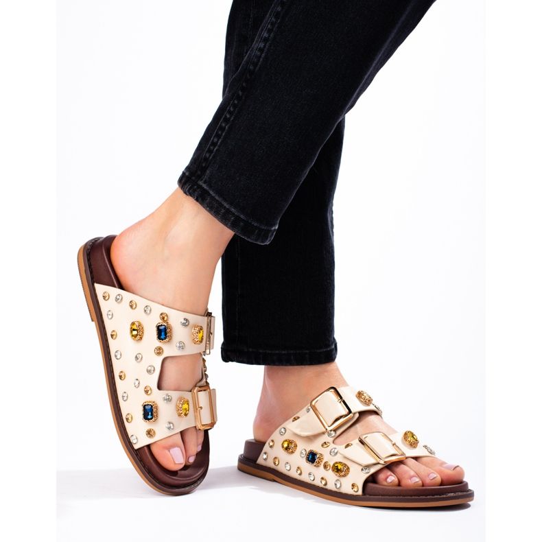 Seastar Modische Flip-Flops mit Kristallen beige 2