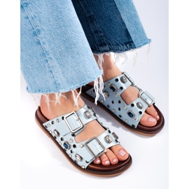 Seastar Modische Flip-Flops mit Kristallen blau 2