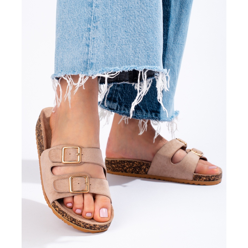 Goodin Bequeme Hausschuhe mit Schnallen beige 1