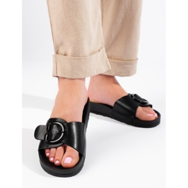 Shelovet schwarze Schieber mit Schnalle 1