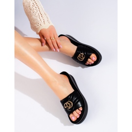 W. Potocki Schwarze Keilpantoffeln für Damen von Potocki 1