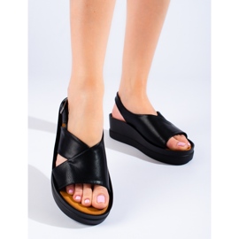 W. Potocki Schwarze Keilsandalen für Damen von Potocki 1