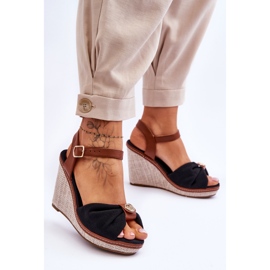 Keilsandalen für Damen mit Dekoration Schwarz Candice 2