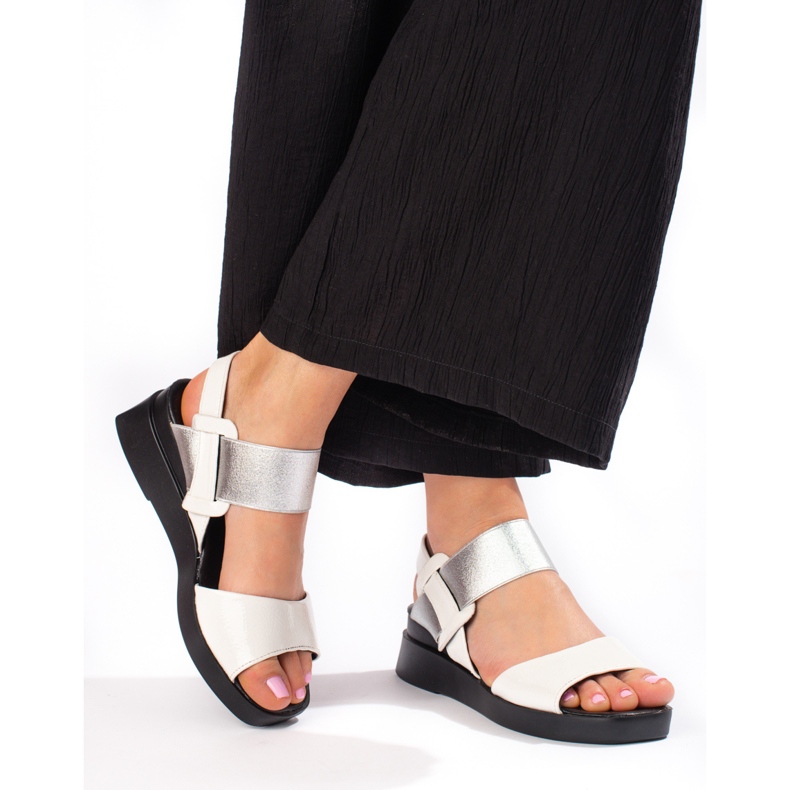 W. Potocki Weiße Sandalen zum Hineinschlüpfen von Potocki silber- 1