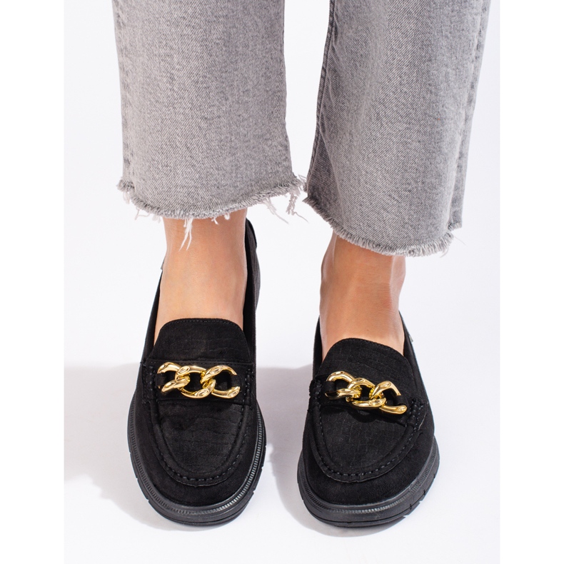 Wildlederloafer für Damen auf der Shelovet-Plattform schwarz 1