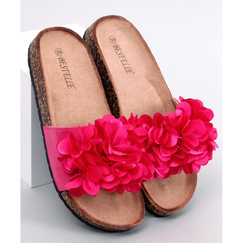 Korkpantoffeln mit Blumen Gardner Fuchsia rosa 1