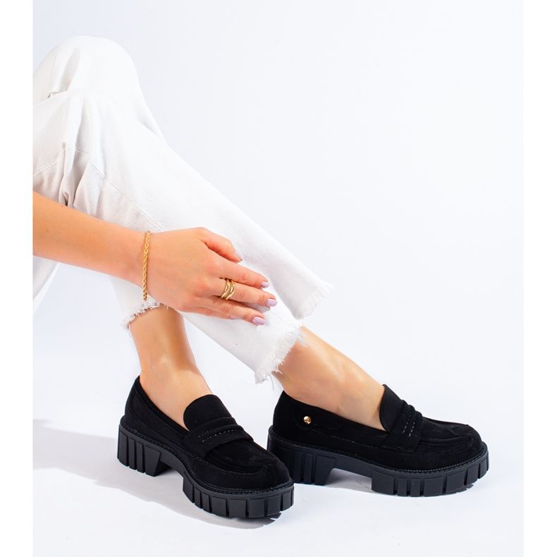 Shelovet-Slipper für Damen aus schwarzem Wildleder 1