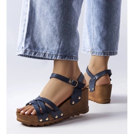 Marineblaue Keilsandalen von Audric 1