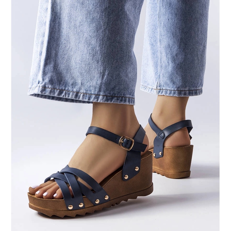 Marineblaue Keilsandalen von Audric 1