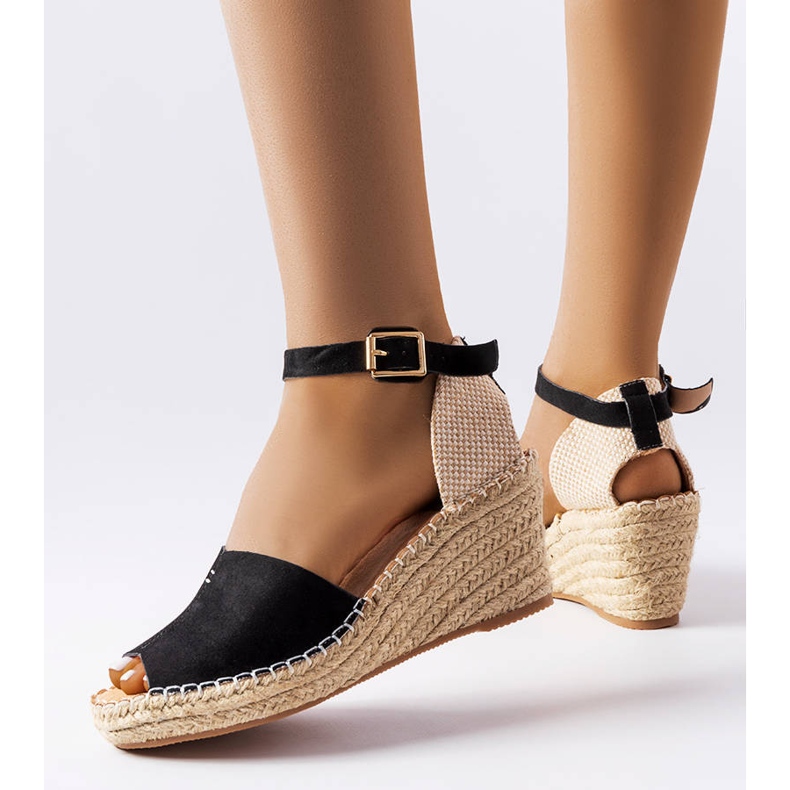 BM Schwarze Espadrilles mit Keilabsatz von Lauderdale 1