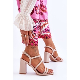 Florentina Beige Leder-Absatzsandalen 2