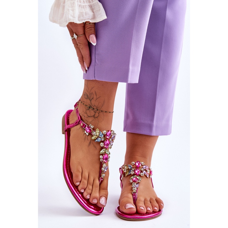 Damen-Flip-Flops mit Steinen Fuchsia Lenisa rosa 1