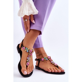 Wildleder-Flip-Flops mit Steinen in Schwarz Frency 2