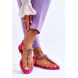 FB2 Rosa Wildleder-Flip-Flops mit Steinen Frency 2