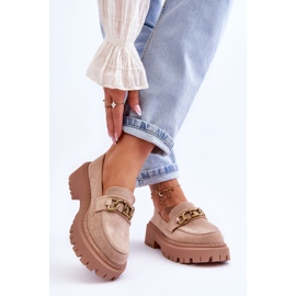 Wildleder-Plateau-Loafer für Damen Beige Larey 2