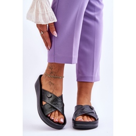 Vinceza Damen-Plateau-Hausschuhe mit Verzierung Black Brooklyn schwarz 1