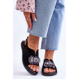 Vinceza Schwarze Mersea Stoned Wildledersandalen für Damen 1