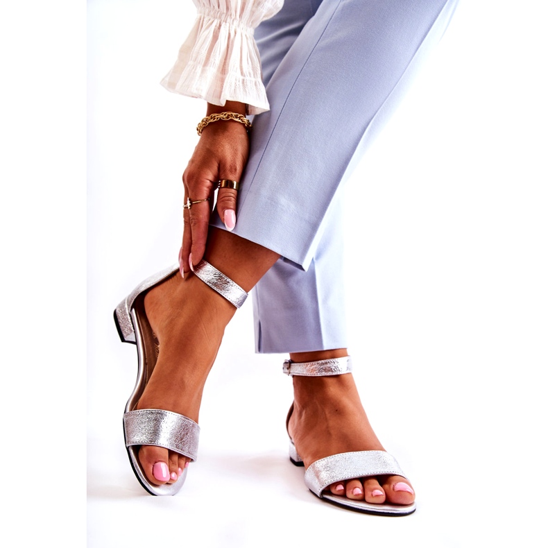 Alberto Violli Silberne Ledersandalen von Frauen 1