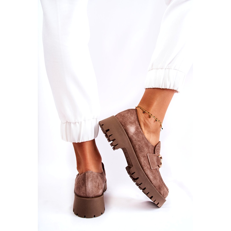 Lemar Frauen Wildleder hellbraune Schuhe mit einer Verzierung 4