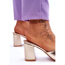 Klassische Damen-Flip-Flops aus Leder in Metallic-Gold golden 5