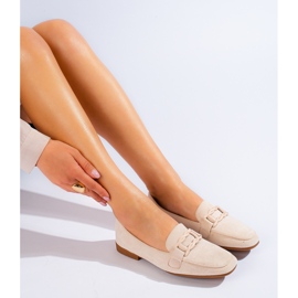 Beigefarbene Damen-Loafer von Shelovet aus Wildleder 1