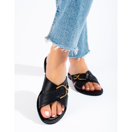 Schwarze Shelovet-Hausschuhe für Damen 1