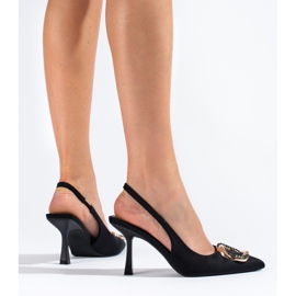 Schwarze Wildleder-Pumps mit offenem Absatz von Shelovet 1