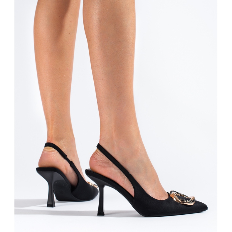 Schwarze Wildleder-Pumps mit offenem Absatz von Shelovet 1