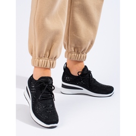 Schwarze Shelovet-Sneaker aus Textil mit Keilabsatz 2