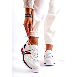 Evento Damen-Sportschuhe aus weißem und marineblauem Leder Jane 1