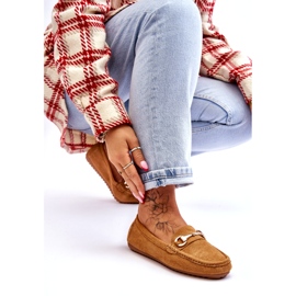 Klassische Wildledermokassins mit Kamelverzierung braun 2