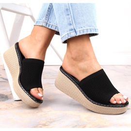 Schwarze Keilpantoffeln für Damen T.Sokolski MU100 1