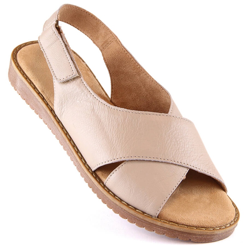 T.Sokolski Muya 422213 beige Ledersandalen mit Klettverschluss 1