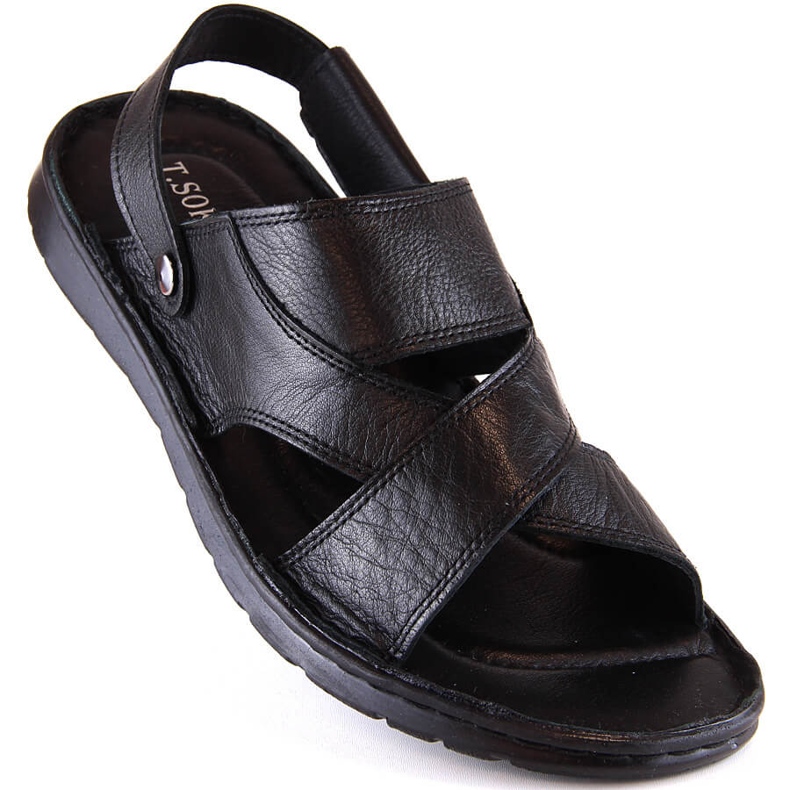 Herren-Flip-Flops aus schwarzem Leder von T.Sokolski LM20-02 1