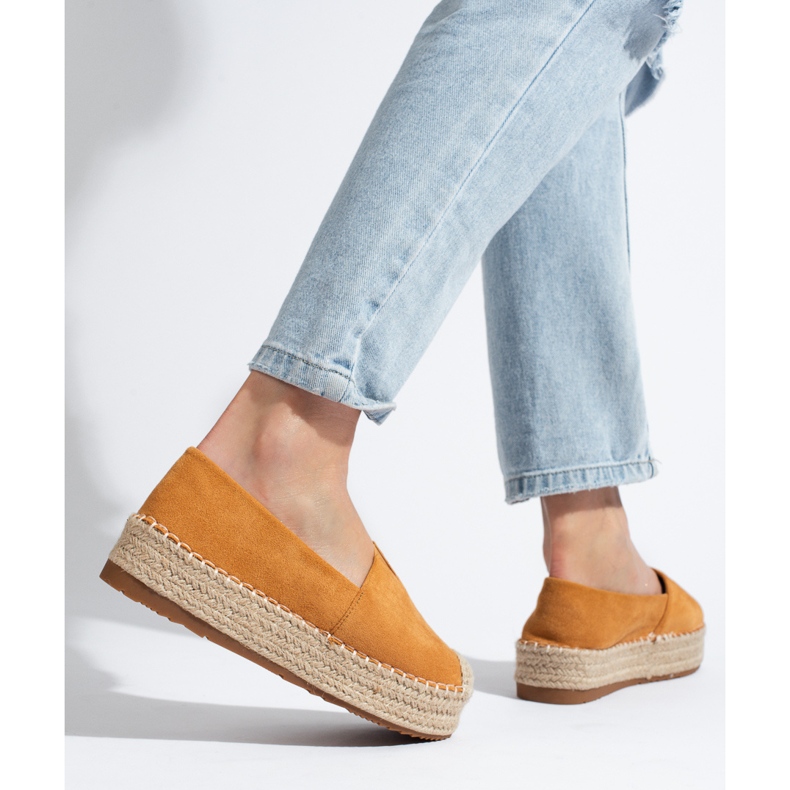 Damen-Espadrilles aus Wildleder auf der Kamelplattform von Shelovet braun 1