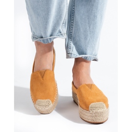Damen-Espadrilles aus Wildleder auf der Kamelplattform von Shelovet braun 2