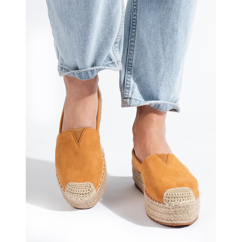 Damen-Espadrilles aus Wildleder auf der Kamelplattform von Shelovet braun 2