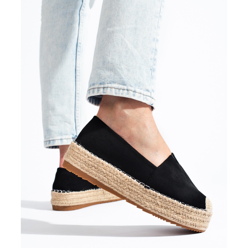 Damen-Plateau-Espadrilles aus Wildleder Shelovet in Schwarz 1