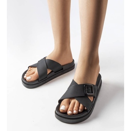 Schwarze Gummi-Sandalen mit Schnalle von Pauline 1